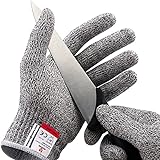 NoCry Cut Resistant Gloves - Ambidextrous, Food Grade, High Performance Level 5 Protection. Size Large, Complimentary Ebook Included