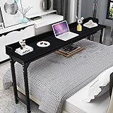 Overbed Table Laptop Desk – Bizzoelife 71 Inches Mobile Computer Desk Rolling Laptop Cart Heavy Duty Metal Leg with Wheels for Bed Sofa (Black)