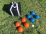 New Listing - (15 of 28) Unique Bocce Sets - 107mm with Orange and Blue Balls, Black Bag