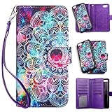 Vofolen 2 in 1 Case for iPhone 6 Case iPhone 6S Case Wallet Folio Flip PU Leather Case Protective Hard Shell Magnetic Detachable Slim Back Cover Card Holder Slot Wrist Strap for iPhone 6 6S Mandala