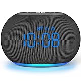 REACHER Digital Alarm Clock Bluetooth Speaker with FM Radio, Auto-Dimmable, 7 Wake Up Sounds, Gradient Light, 30-Level Volume, Memory Function, Bedroom/Office Clock Radio for Kids Adults Seniors