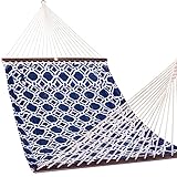 Lazy Daze Hammocks 12FT Quilted Fabric Hammock with Pillow, Double 2 Person Hammock with Spreader Bar for Outdoor Outside Patio Garden Yard HMQF49