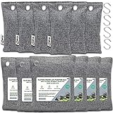 12 Pack Bamboo Charcoal Air Purifying Bags (6x150g, 6x50g), Odor Absorbers of Activated Charcoal bag for Home and Car, Shoe Deodorizer, Closet (Pet Friendly) - Bamboo Charcoal Air Purifying Bag