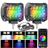 Nibright 4 Inch RGB LED Light Bar for Truck [200+ Chasing Modes] [1600 Colors + White] [APP Control] Color Changing Chase Light Bar for Truck ATV UTV SUV Off Road Motorcycle Boat, 2 Years Warranty
