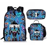 Ollins 3-Piece Game Backpack School Bag For Teenagers Boys And Girls Travel Study Backpack And Lunch Box And Pencil Bag