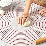 Pastry Mat for Rolling Dough, WeGuard 20x16' Large Silicone Pastry Kneading Mat Board with Measurements Marking BPA Free Food Grade Non-stick Non-slip Rolling Dough Baking Mat (Red)