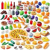 JOYIN Play Food Set 135 Pieces Play Kitchen Set for Market Educational Pretend Play, Food Playset, Kids Toddlers Toys, Kitchen Accessories Fake Food, Party Favor Christmas Stocking Stuffers