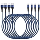 [Apple MFi Certified] 4 Pack iPhone Charger 10ft, Long Lightning Cable Nylon Braided 10 Foot Cord, Fast Charging Cords for iPhone 12 Pro Max/iPhone 12/11Pro Max/12 Pro/11/XS/XR/X/8/iPad,AirPods/Blue
