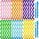 30 Pieces Hair Wave Curlers Spiral Curls Styling Kit No Heat Hair Curlers Heatless Spiral Curlers Hair Rollers with 2 Pieces Styling Hooks for Most Hairstyles (30 cm, Mixed Color)