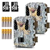 Hawkray 2 Pack Trail Camera 20MP 1080P，Free 32G Micro SD Card and 8AA Batteries,120°Wide-Angle Motion Latest Sensor View 0.2s Trigger time,IP65Waterproof，Game Cameras for Wildlife Monitoring…