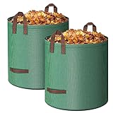 MYITYARD Leaf Bags, 2-Pack 132 Gallon Large Heavy Duty Reusable Yard Waste Bags with Handles, Lawn & Garden Bags for Leaves, Collapsible & Durable, Perfect for Fall Clean Up, Green