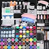 Morovan Acrylic Nail Kit for Beginners: with Everything Professional Gel Polish Kit with U V Lamp Acrylic Nail Set with Glitter Acrylic Powder Complete Starter Kit Acrylic Nail Supplies