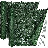 Kitchen Joy Fake Ivy Fence Privacy Screen - 68 Sq ft Ivy Privacy Fence Screen - 60 Zip Ties, Set of 2 X 50'x98' Faux Ivy Privacy Fence Screens