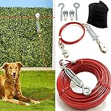 Heavy Duty Aerial Dog Tie Out Trolley System - Dog Run Cable 100ft /75ft /50ft Dog Zipline with 10ft Dog Runner Cable for Yard Camping Durable & Strong Tie Out for Small to Large Dogs Up to 125 lbs