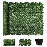 Jinwu Artificial Ivy Privacy Fence Screen, 120x60 Inch Artificial Faux Ivy Hedge, Expandable Faux Privacy Fence with 80 pcs Zip Ties Decoration for Wall Screen, Outdoor Garden, Wedding Decor