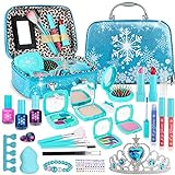 SUPER JOY Kids Real Makeup Kit for Little Girls:with Blue Dream Bag - Real, Non Toxic, Washable Make Up Dress Up Toy - Birthday Gift for Children Pretend Play Set for Ages 4 5 6 7 8 9 Years Old