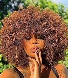 DZtineke Afro Wigs for Black Women 10 inch Afro Curly Wig 70s Large Bouncy and Soft Afro Puff Wigs Natural Looking Full Wigs for Party Cosplay Afro Wig (Mixed Brown)