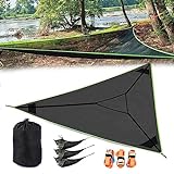 LUKETURE Triangle Hammock, 13ft Triangle Camping Hammock Max 550 lbs for2-6 Adult Kid, Multi Person Tree Hammock with 3 Ratchet Tie Down Straps & Net Pocket, Portable Outdoor Travel (157''/400cm)
