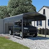 MUPATER 10 x 15 FT Metal Carport, Outdoor Heavy Duty, Garage Car Shelter Shade with Metal Roof, Frame and Bolts for Car, Truck and Boats, Grey
