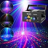SUNY Stage Party Lights Music Show DJ 128 Combinations Christmas DJ Projector Indoor 5 Lens 3 Color RGB Decoration Light Blue LED Remote Control Stage Lighting Sound Activated Party House Xmas Gifts