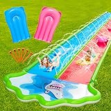 MOYRGG Slip and Slide Inflatable Water Slides Lawn Toy with 2 Bodyboards - 20x6ft 10 lb Slip Slide Heavy Duty Summer Toy with Sprinkler for Kids Adults Backyard Outdoor Water Play