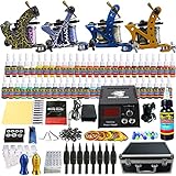 Solong Tattoo Complete Tattoo Kit 4 Pro Machine Guns 54 Inks Power Supply Foot Pedal Needles Grips Tips Carry Case TK453-US