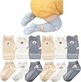 ISANPAN Unisex Baby Crawling Anti-Slip Knee Pads and Socks,Save Baby Knee and Ankle (Color A, 12-24 Months)