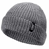 Lvaiz Winter Knitted Fishermen Beanie Hats for Men Merino Wool Short Cuffed Skull Cap Trawler Beanies Watch Hat for Women