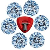 APOCHON 6 Pack Spin Mop Replacement Heads with 1 Mop Base, 360° Microfiber Spin Mop Refills Compatible with RinseClean 2 Tank System, Easy Cleaning Mop Heads Replacement for Floor Mopping