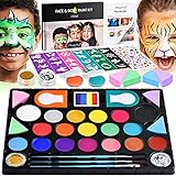 Magicfly Face Body Paint Kit -18 Colors Face Painting Kits, Professional Halloween Makeup Kit with Stencils, Hair-Dyeing Clip, Brushes, Non-Toxic Face Paint Makeup for Party,Festival,Cosplay