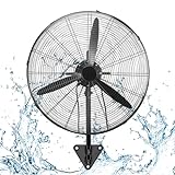 Simple Deluxe 24 Inch Misting Wall Mount Fan, IP44 Waterproof Outdoor Fan, Powerful Cooling and Refreshing Mist, Adjustable Speeds, 90 Degree Oscillation, Black