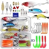 Zgperyue Fishing Lures Kit Fly Fishing Flies Lures Accessories Tackle Box for Freshwater and Saltwater, Spoon baits, Soft Plastic Worms, Bass Trout Bait Lures,Dry Wet Flies