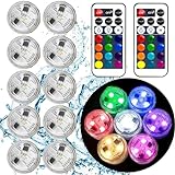 Small Submersible Led Lights with Remote,Mini LED Light,Waterproof Tea Light,Underwater Lights,Flameless Candles,Suitable for Vases, Fish Tanks, Hot Tubs, Parties,Wedding,Halloween Decorations