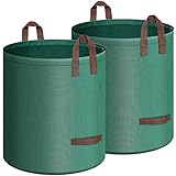 IWNTWY 2-Pack 32 Gallons Leaf Bags, Reusable Yard Waste Bags, Heavy Duty Upright Lawn Bags with 4 Handles for Garden Leaves and Waste Collection, Lightweight Portable Yard Trash Bag