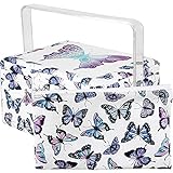 SINGER Large Sewing Basket with Matching Zipper Pouch (Butterfly Print)