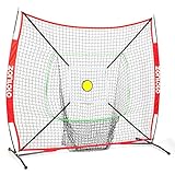 ZONLOLO 6x6ft Portable Baseball & Softball Net for Hitting and Pitching, with Sturdy Bow Frame and Carry Bag, Special Circular Target and Strike Zone for Accurate Throwing Practice, Great for Kids