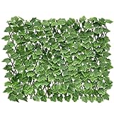 Expandable Faux Ivy Fence Privacy Screen Stretchable Artificial Hedge Single Sided for Balcony Patio Garden (1PC, Grape)…