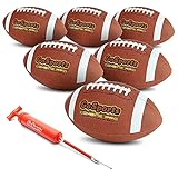 GoSports Combine Football 6 Pack - Regulation Size for High School and College - Official Composite Leather Balls