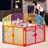 Toddleroo by North States Superyard Indoor/Outdoor 8-Panel Play Baby Yard, Made in USA: Safe play area anywhere. Carrying strap for easy travel. Freestanding. 6.5 feet corner to corner (26' Tall)