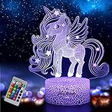 Nice Dream Unicorn Night Light for Kids, 3D Illusion Night Lamp, 16 Colors Changing with Remote Control, Room Decor, Gifts for Children Boys Girls