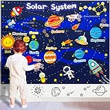 UTKTOUKO 40Pcs Solar System Planets Toys Felt Flannel Board Story Set for Kids 3.5 Ft Preschool Early Learning Interactive Storytelling Play Kit Reusable Wall Hanging Space Toys Gift for Toddlers