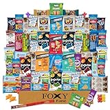 Foxy Fane 60 count Premium Healthy Snack Box - Ultimate Holiday Christmas & New Year Gift Care Package full of Chips, Nuts, Bars, Crackers, Popcorn & Cookies (Variety Pack of 60 Tasty Snacks & Treats)