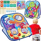 Bean Bag Toss Game Toys for Kids,Ocean Double-Sided Foldable Board Kids Cornhole Summer Outdoor Play Game and Party Supplies Toy Birthday Gifts for Toddler Boys Girls Age 2 3 4 5 6