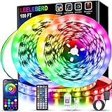 Leeleberd Led Lights for Bedroom 100 ft (2 Rolls of 50ft) Music Sync Color Changing RGB Led Strip Lights with Remote App Control Bluetooth Led Strip, Led Lights for Room Home Kitchen Decor Party