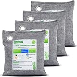 NIYIKOW Charcoal Bags Odor Absorber (Large, 4Pack x 200g), Nature Fresh Bamboo Charcoal Air Purifying Bags, Activated Charcoal Odor Absorber for Home, Car, Closet, Pets, Basement Odor Eliminator -Grey