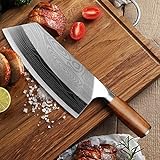 MUDHEN Cleaver Knife-Vegetable Cleaver 7' Kitchen Knife-Chinese Chef's Knives-Cleavers-Cleaver Kitchen Knife- Meat Cleaver Superior Class Stainless for Kitchen with gift box(German Steel Kitc