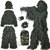 PELLOR Ghillie Suits 6 in 1 Camo 3D Woodland Camouflage Suits Forest Hunting