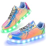Padgene Women's Men's LED Lights Up Shoes Unisex Low Top Luminous Flashing Trainers USB Charging Lace Up Couples Party Dancing Shoes
