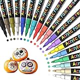 Acrylic Paint Pens Paint Markers Set of 18: Fine Point Paint Pens for Rock Painting Glass Wood Ceramic Fabric Metal Canvas Easter Eggs Pumpkin Kit, Drawing Art Crafts for Adults Scrapbooking Supplies