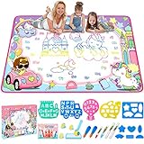 Water Doodle Mat- Kids Painting Writing Doodle Board Toy - Color Doodle Drawing Mat Bring Magic Pens Educational Toys for Age 3 4 5 6 7 8 9 10 11 12 Year Old Girls Boys Age Toddler Gift